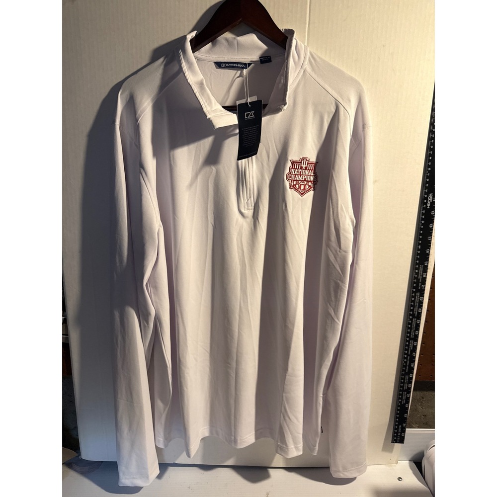 Cutter & Buck Mens Indiana University National Champions 2025 1/4 Zip White XLT